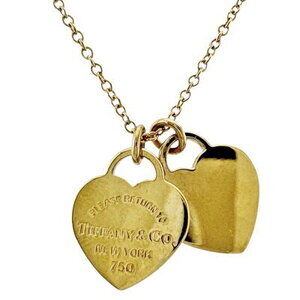 Tiffany Return to Tiffany Double Heart Pendant Necklace Gold Co